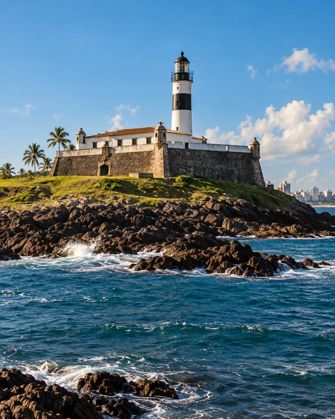 Farol da Barra e o forte de Santo Antônio, em Salvador
